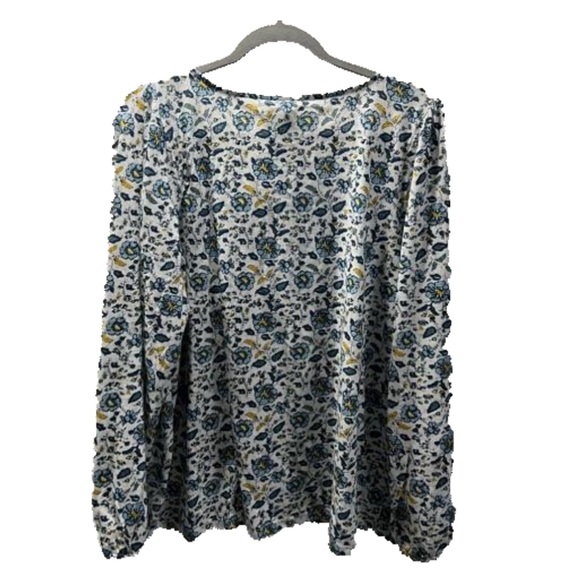 New Lucky Brand XL  Floral long sleeves Blouse - Blue and Yellow - Picture 2 of 7